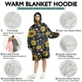 thumbnail image 5 of Black White Bee Heart Sunflower Pattern Wearable Oversized Blanket,Wearable Blanket Hoodie for Adults,Cozy Hooded Blankets with Super Pockets,Super Warm Fuzzy Pullover for Women & Men, 5 of 6