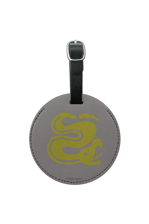Hidden Temple Silver Snakes Round Leather Luggage Card Suitcase Carry-On ID Tag
