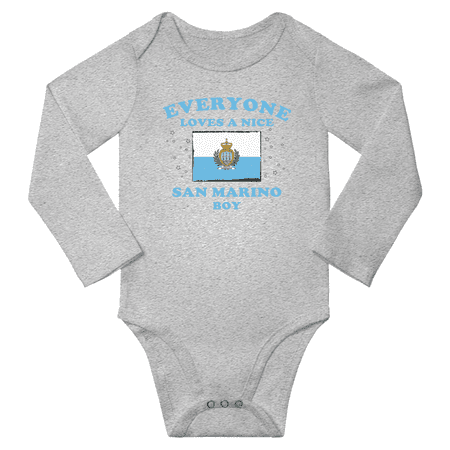 

Everyone Loves a Nice San Marino Boy Baby Long Slevve Bodysuits Unisex Gifts (Gray 6-12 Months)