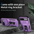 thumbnail image 2 of Phone Case for Google Pixel 8a Case with Sliding Camera Cover, with 360° + 100° Free Rotation Metal Finger Ring Bracket, Fit Magnet Car Mount, 2 In 1 Case Cover for Google Pixel 8a, Purple, 2 of 8