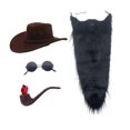 thumbnail image 2 of Sombrero de vaquero y barba, disfraz de vello facial para fiestas, escenario y Halloween negro, 2 of 9