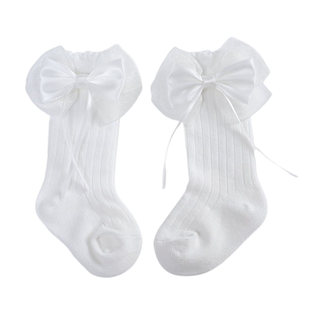xiaxaixu Infant Baby Girls Long Stockings Princess Solid Color Tassel Big Bowknot Socks Spring Cute Over-The-Knee Socks