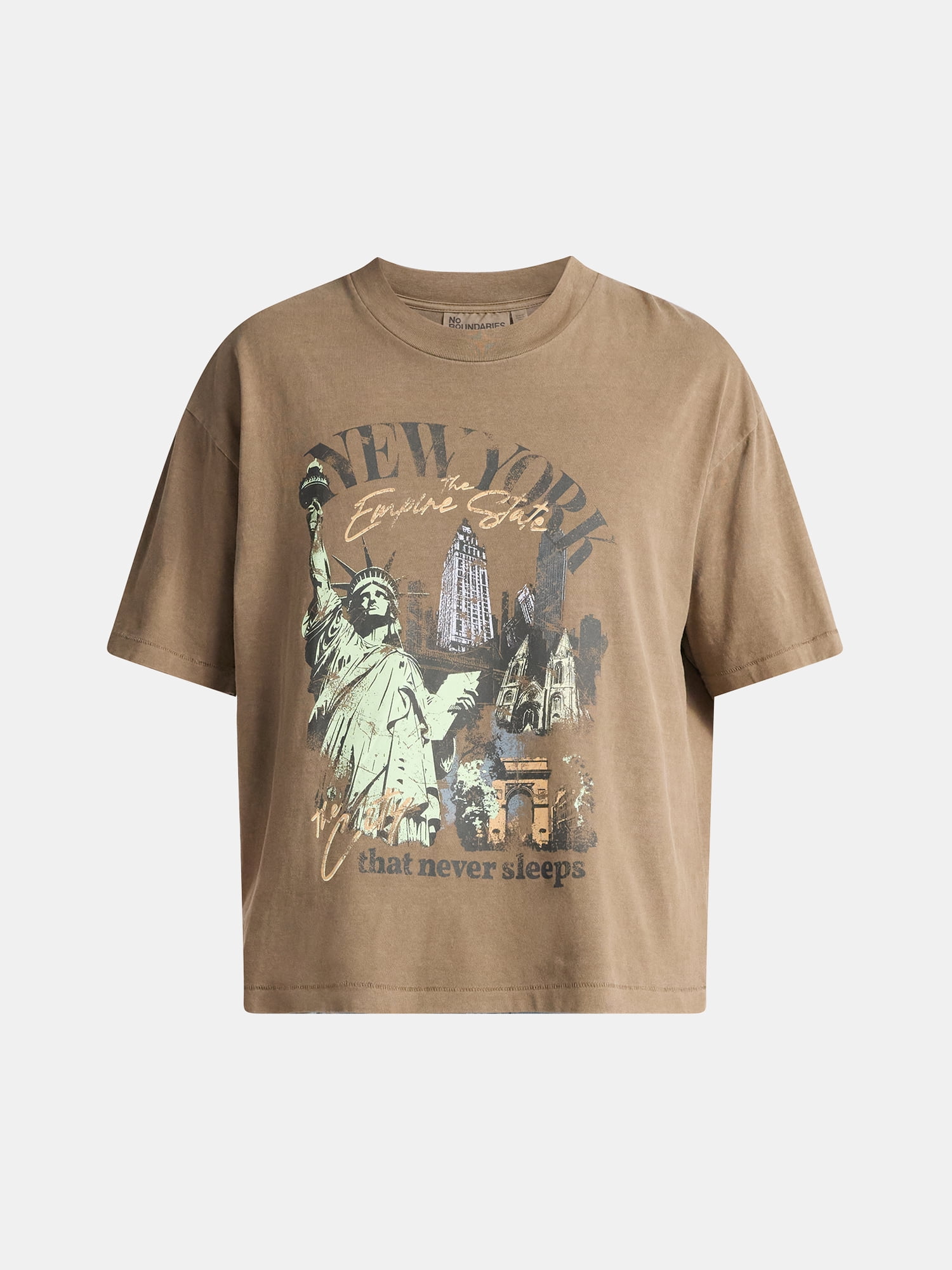 No Boundaries Oversized Boxy Fit Cropped Length New York City Graphic Tee Shirt, Men's & Big Men's, XS-5XL