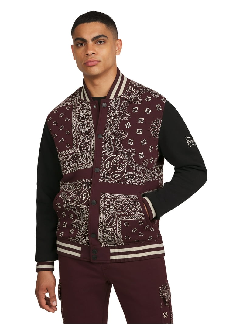 ジャケット・アウター sakuroo Dogg Supply All Gender Paisley Fleece Varsity Jacket, Men's Sizes