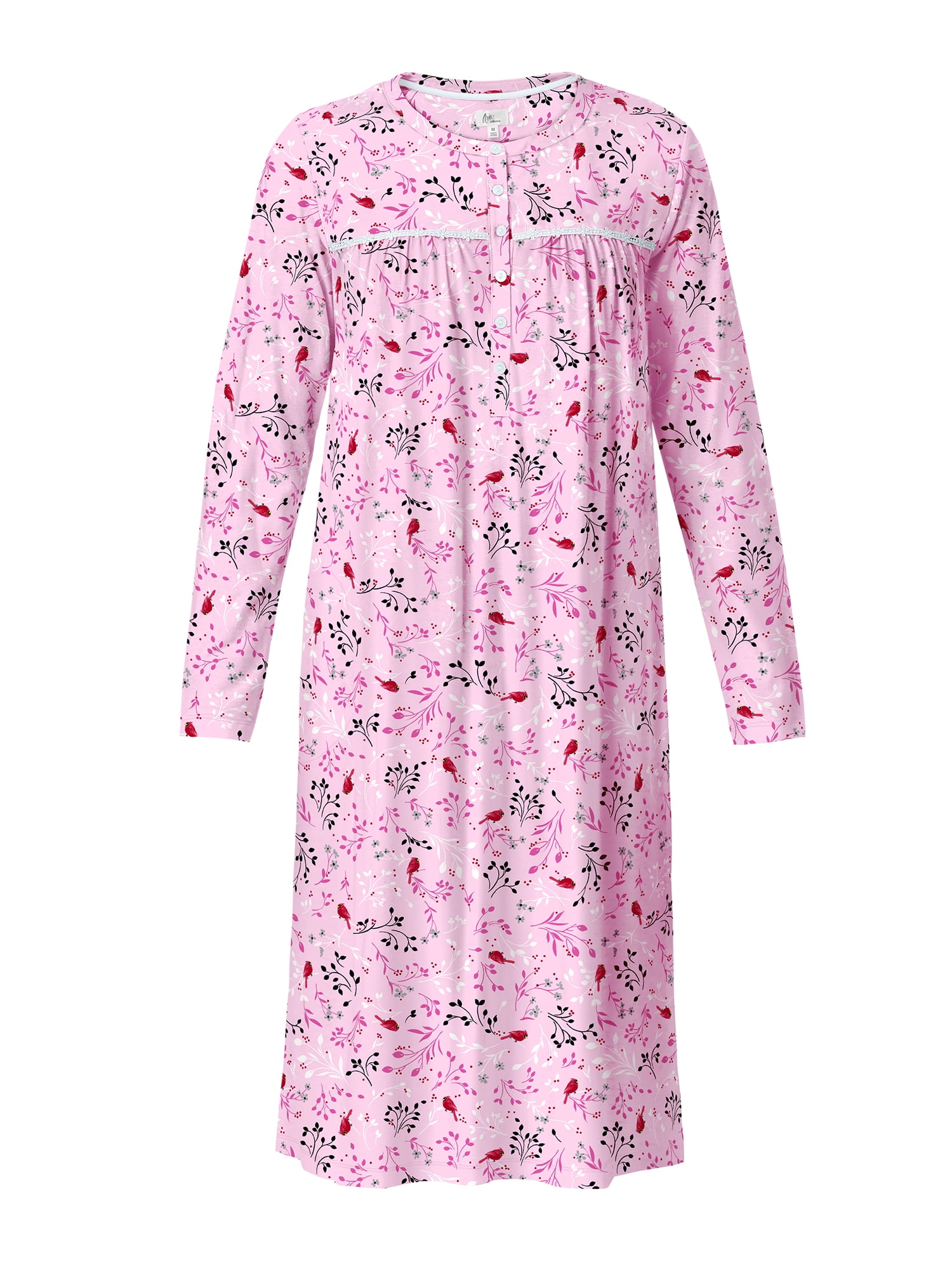 Aria Women’s 100% Cotton Long Sleeve Ballet Nightgown, Sizes XS-5X