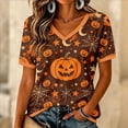 thumbnail image 4 of SIYUDAN Womens Halloween Shirts V Neck Short Sleeve Pumpkin Shirts for Women Womens Graphic Tshirts Orange Halloween Shirt Women Fall Shirt, Size S, 4 of 6