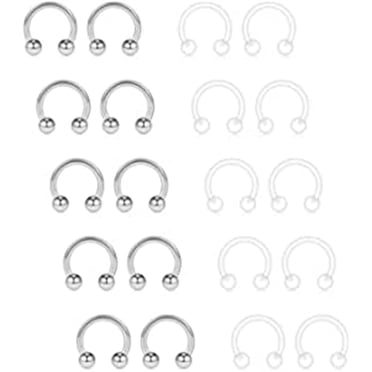 3 Anelli Flessibili In Acciaio Chirurgico Per Piercing, Con Zirconi, 8mm, Calibro 16G