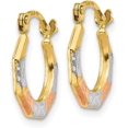thumbnail image 2 of 14K Yellow Gold & White and Rose Rhodium Hoop Earrings - 12mm, 2 of 6