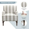 thumbnail image 3 of PIA RICCO Stripe Accent Chair Upholstered Armchair with Wood Legs Comfy Single Sofa, Brown, Set of 2, 3 of 6