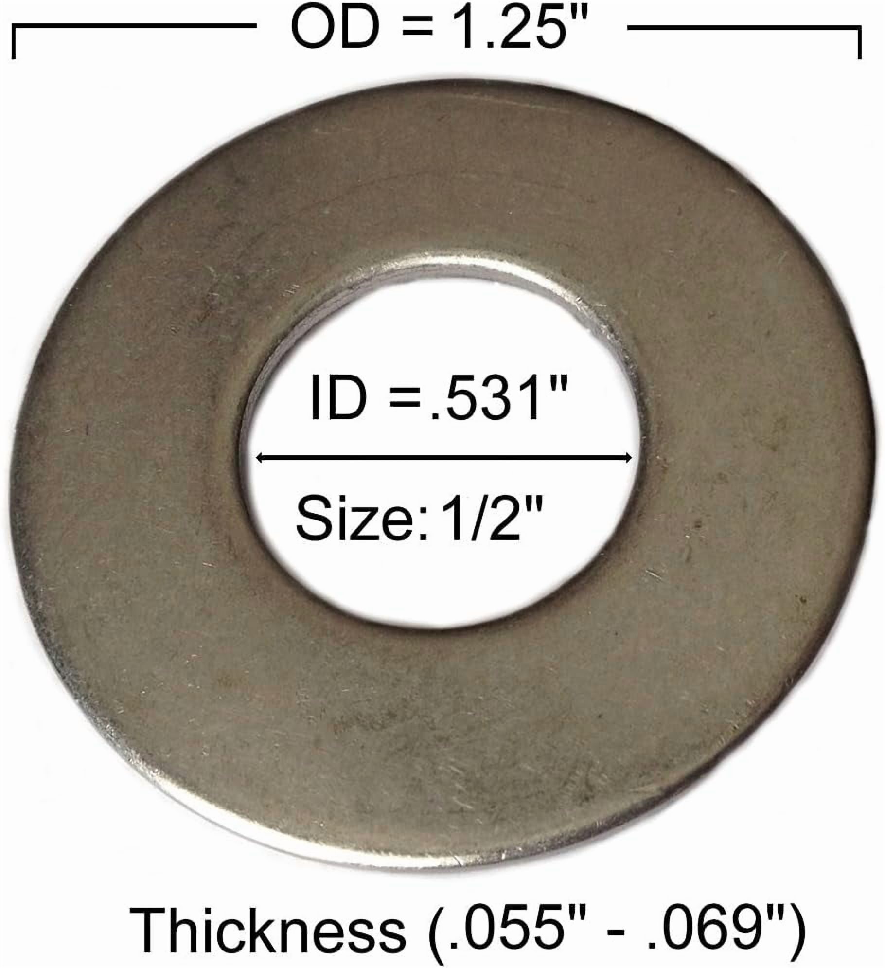 Type 18-8 Stainless Steel Common Flat Washers Size 1/2" (pack of 50pcs)