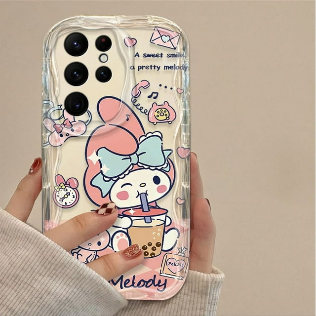 Sanrio Kuromi Melody Drink Phone Case For Samsung Galaxy A12 A22 A32 A52 A52S A72 A11 A21S A31 A51 A71 A20 A30 A50 Clear Cover