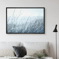 PixonSign Framed Canvas Print Wall Art Lonely Country Field Animals Wilderness Illustrations Modern Art Rustic Relax/Calm Blue Duotone for Living Room, Bedroom, Office - 24"x36" Black