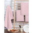 thumbnail image 2 of Pink Morocco Kitchen Dish Towels for Drying Dishes Set of 2, Geometric Leaf Diamond Lattice Abstract Waffle Weave Microfiber Hand Tea Bathroom Towels Quick Dry & Absorbent Towel 15.7x23.6, 2 of 7