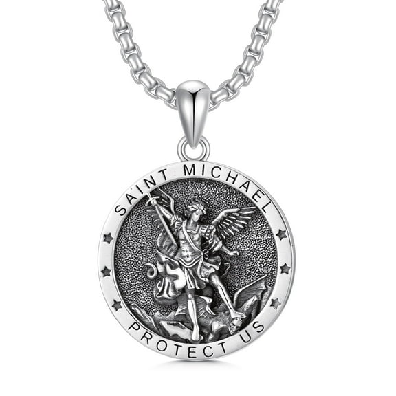 CACA LADY St Michael Saint Necklace 925 Sterling Silver Patron Amulet Jewelry for Men Women