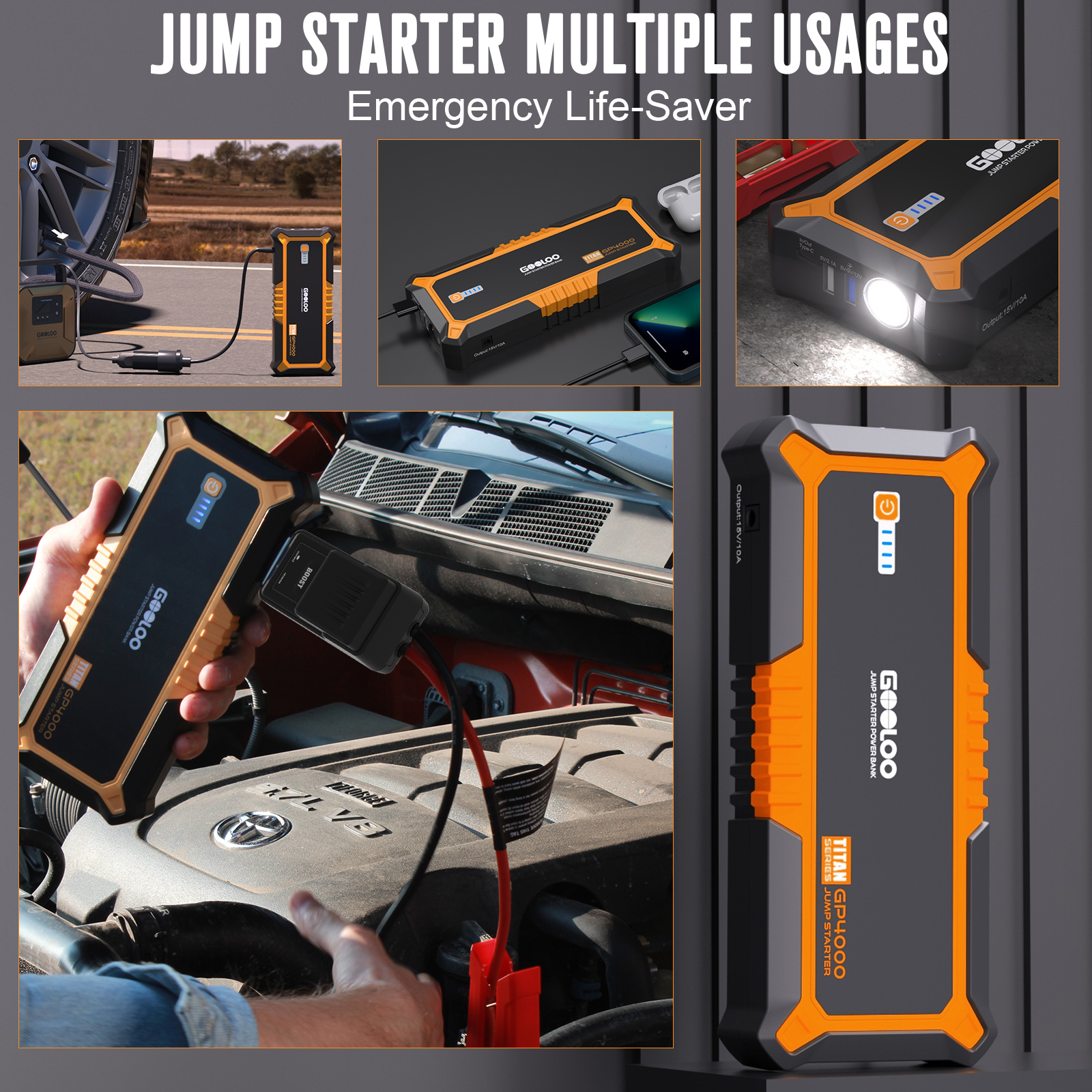 Gooloo GP4000 Car Jump Starter, 4000A Peak Battery Booster photo 5