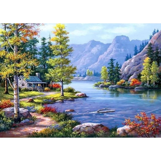 Cuadros Decorativos Paisaje 50x40cm DIY pintura por números arte lienzo (M339)