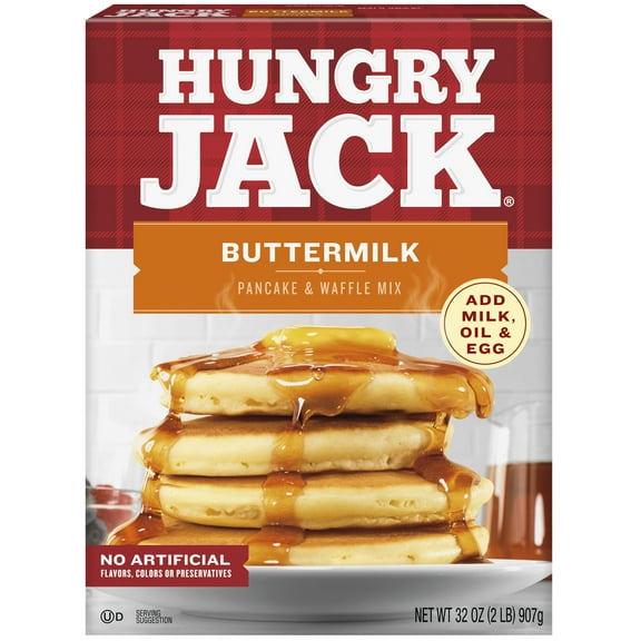 Hungry Jack Buttermilk Pancake Mix and Waffle Mix, 32 oz Box