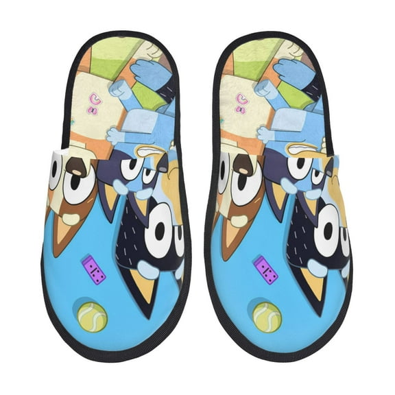 Johaoi Bluey for Indoor Slippers for Women Men,Soft Plush Warm Slip-on Slippers Fuzzy Plush Lining House Shoes-Medium