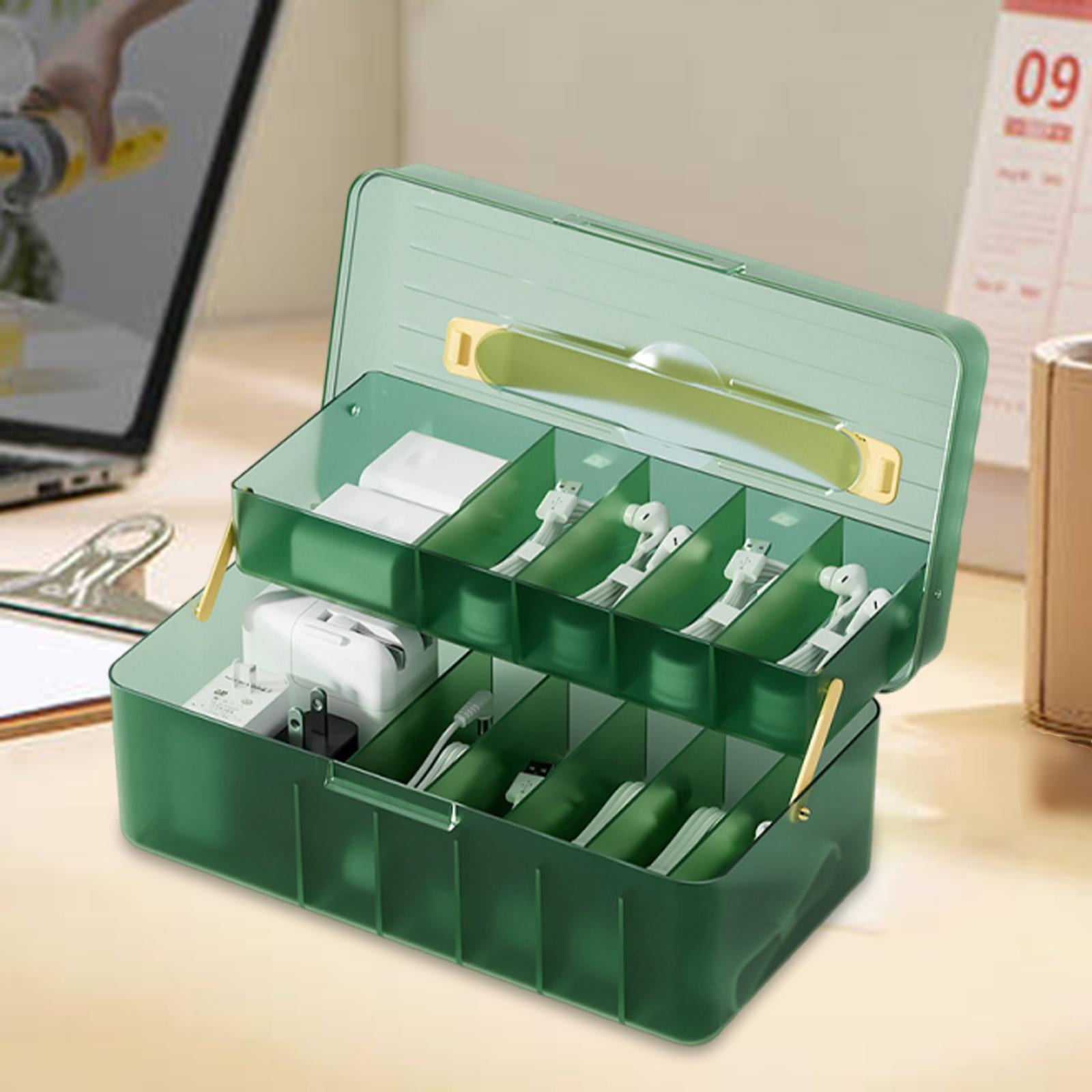 LeeQinersw Cable Management Box Cable Organizer Box Compact Cords Art Crafts with Compartments Desk Wires Home Organization Cord Storage