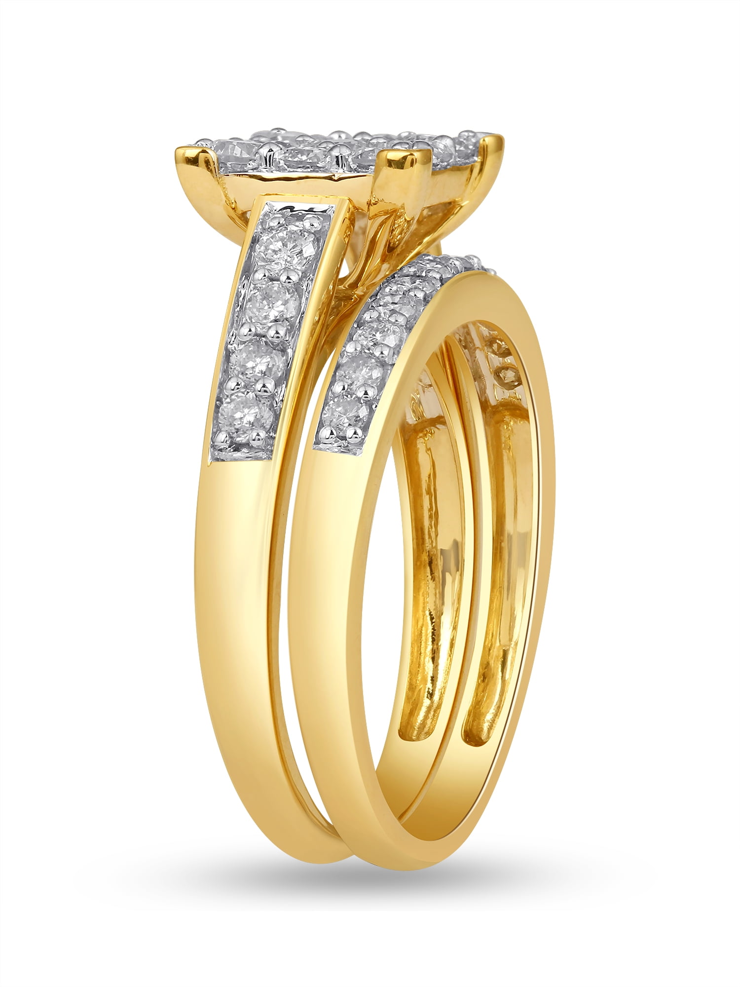 Forever Bride 1.00 Carat T.W. Diamond Wedding Ring Set in 10K Yellow Gold (L, I2-I3)