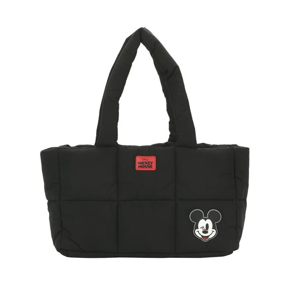 Mickey Mouse Quilted Puffer Tote Bag with Rubber and PU Badge