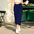 thumbnail image 4 of Women's Mid Waist Yoga Pants with Pockets, Tummy Control Compression Bootcut, Casual Wide Leg Flare Pants with Split Hem for Running, Workout, | TruHer,Navy M, 4 of 8
