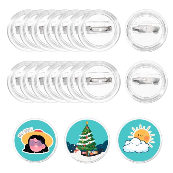 Uxcell 25Pcs Botones en Blanco para Fabricación de Insignias de Acrílico Claro de 1 pulgada para Manualidades DIY