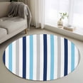 thumbnail image 2 of Blue Grey Stripe Round Area Rug 4 FT, Non Slip Indoor Outdoor Rug, Geometric White Vertical Striped Washable Soft Circular Carpet Non-Shedding Floor Mat for Coffee Table Nursery Foyer Balcony, 2 of 9