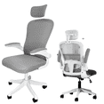 thumbnail image 1 of Silla de Oficina HOSU Ergonómica con Cabecera y Soporte Lumbar Ajustable Blanco & Gris, 1 of 10
