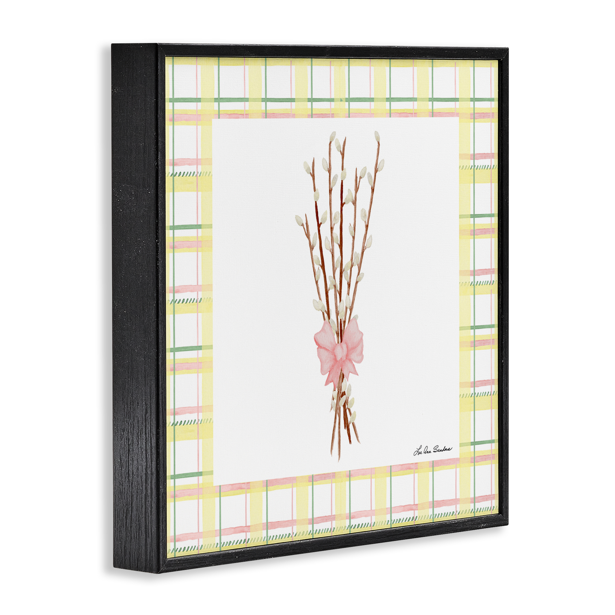 Pastel Spring Pussy Willow Black Framed Giclee Art, design by Lee Ann Sanders