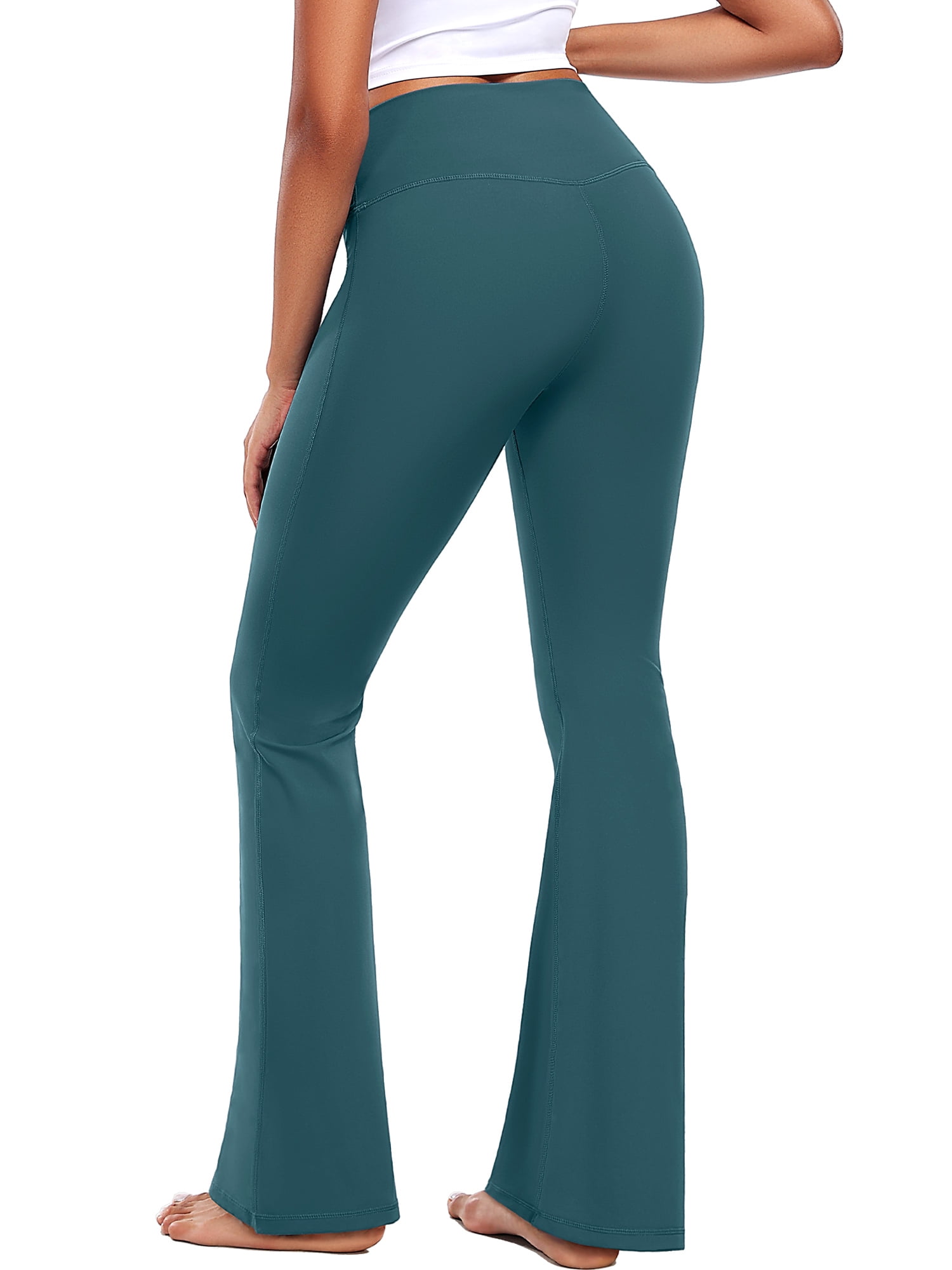 NELEUS ButterSoftFlex Womens Flare Leggings Athletic Yoga Workout Pants Bootcut High Waist with Waistband Pocket,Dark Green,US Size M
