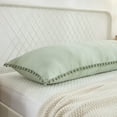 thumbnail image 4 of Move Over Sage Green Body Pillow Cover 20x54 inches Boho Chic Pom Poms Fringe Pattern Body Pillowcase 100% Washed Microfiber, 4 of 8