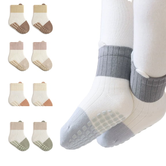 LYMAYTER Baby Toddler Non-Slip Indoor Socks 1 Pair for Boys Girls Soft Cotton Floor Socks Anti-Skid‌ 0-5Y