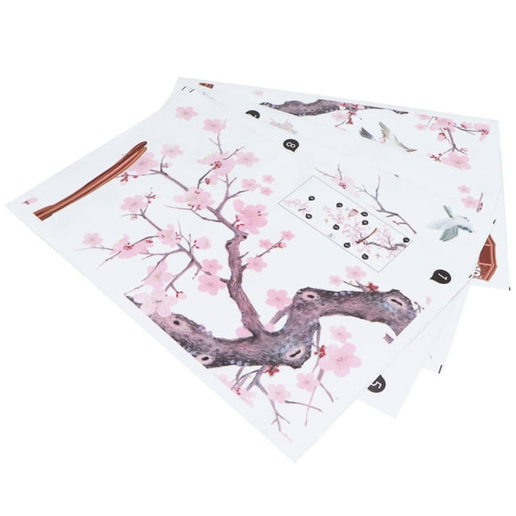 Rdeghly 4Pcs PVC Wall Decals Chinese Style Flower Bird Pattern Stickers Household