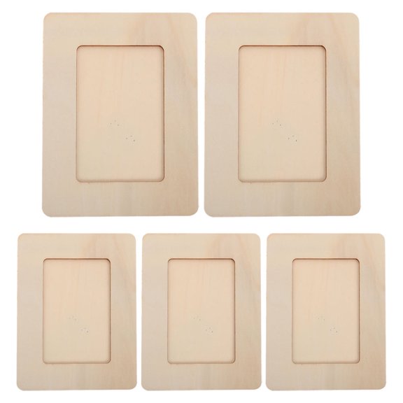 Soimiss Craft Wood Photo Frames Beige Wooden DIY Crafts Creative Design 5Pcs