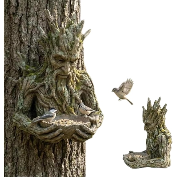 Leutsin The Quiet Offering A Tree-Integrated Bird Feeding Sculpture - Outdoor Millennial Ancient Tree Bird Feeder with Hidden Keyhole Hanger,Unique Patio,Yard,Garden Ornament for Birds Lovers (1Pcs)