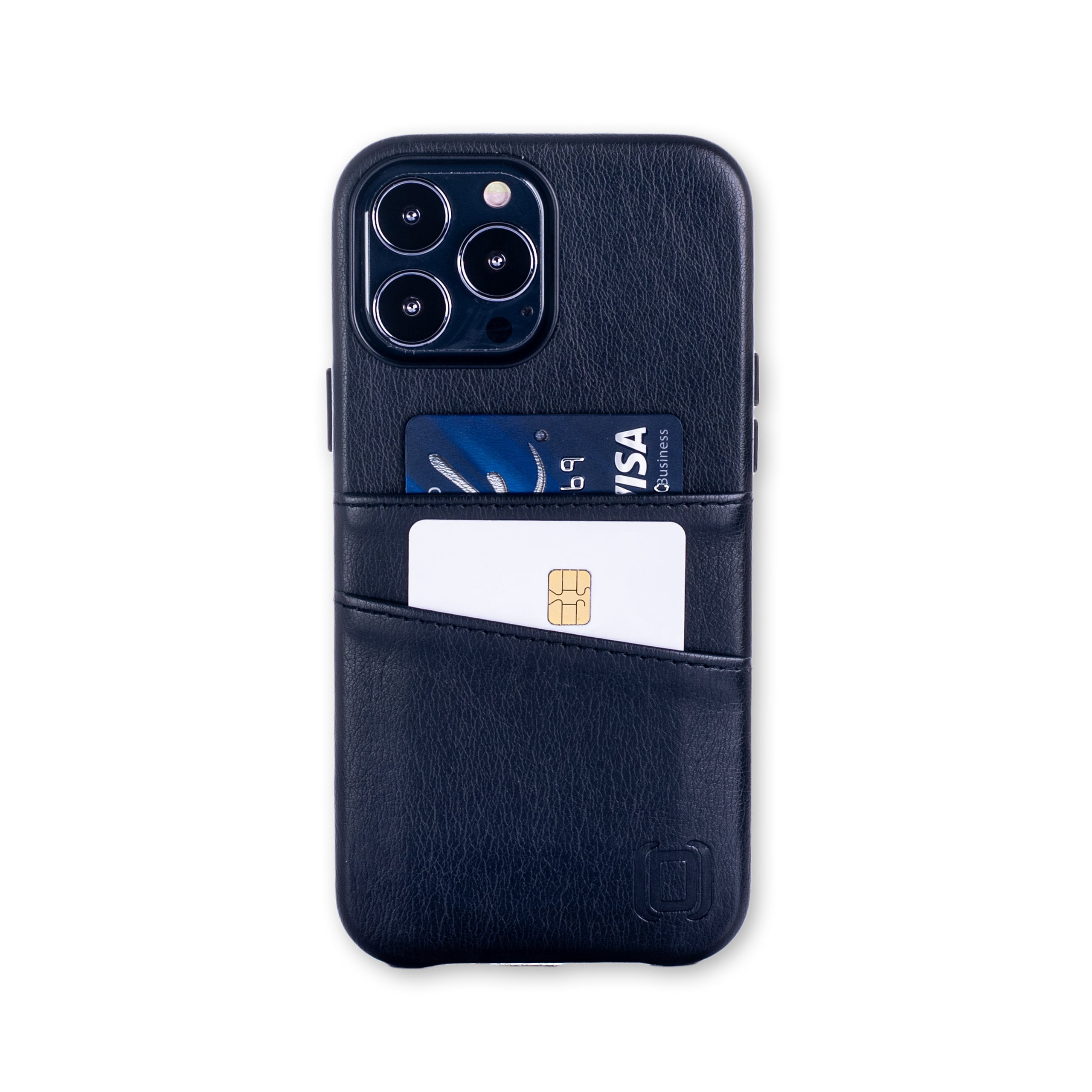 Dockem iPhone 13 Pro Max Exec M2 Wallet Case; Built-in Metal Plate, 2 Card Slots, Premium Synthetic Leather, Black