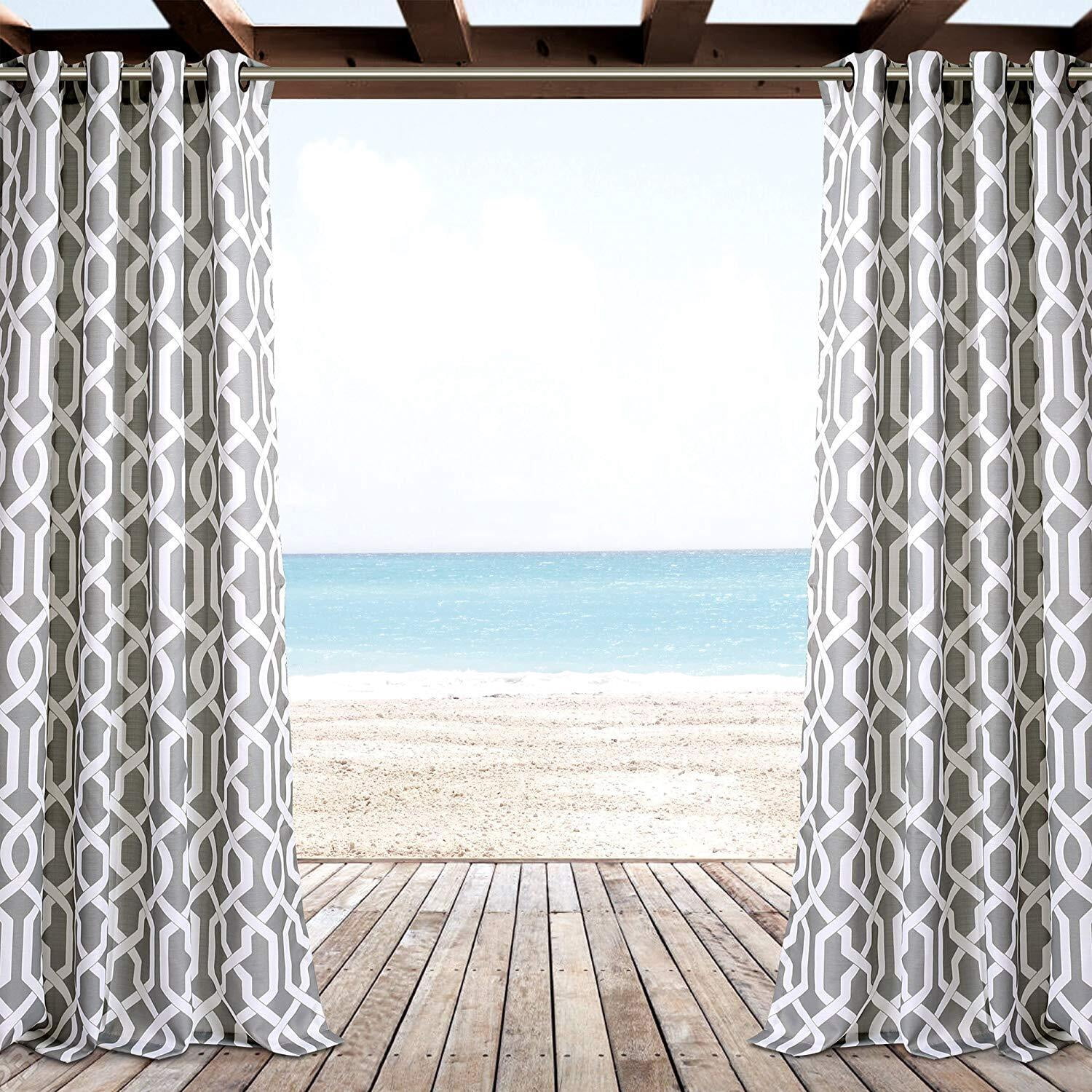 Picture of Lush Decor Edward Trellis Outdoor Window Curtain Gray Set 52x84 ...