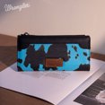 thumbnail image 3 of Wrangler Cow Print Bifold Wallet for Women RFID Zip Pocket & 10 Card Slots, Cow-Turquoise, 3 of 8