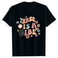 thumbnail image 3 of MIXUE Girls Tops & T-Shirts Kids Summer Floral Letter Print Round Neck Short Sleeve Fashion Casual Tee Shirts Sportwear,Black,8-9 Years, 3 of 3