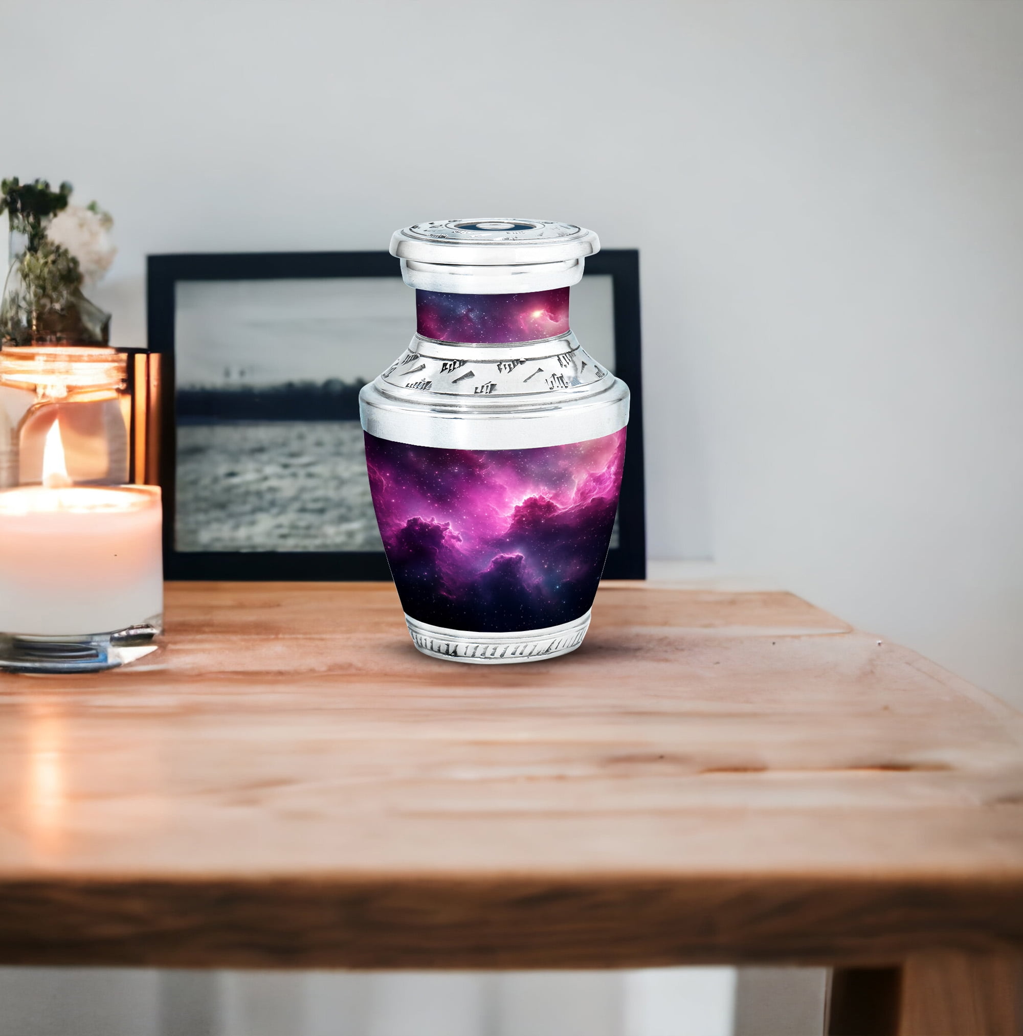 JAGASY Pink Galaxy Stars Urn for Boy & Girl - Purple Small Urn for Ashes Adult Male - Tiny Nebula Clouds Decorative Cremation Urns - Keepsake Funeral Urns for Child - (3 Inch)