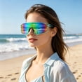 thumbnail image 4 of Oversized Shield Cycling Sunglasses - Lightweight Polarized Sports Eyewear with UV Protection for Running Driving Outdoor Activities, 4 of 7