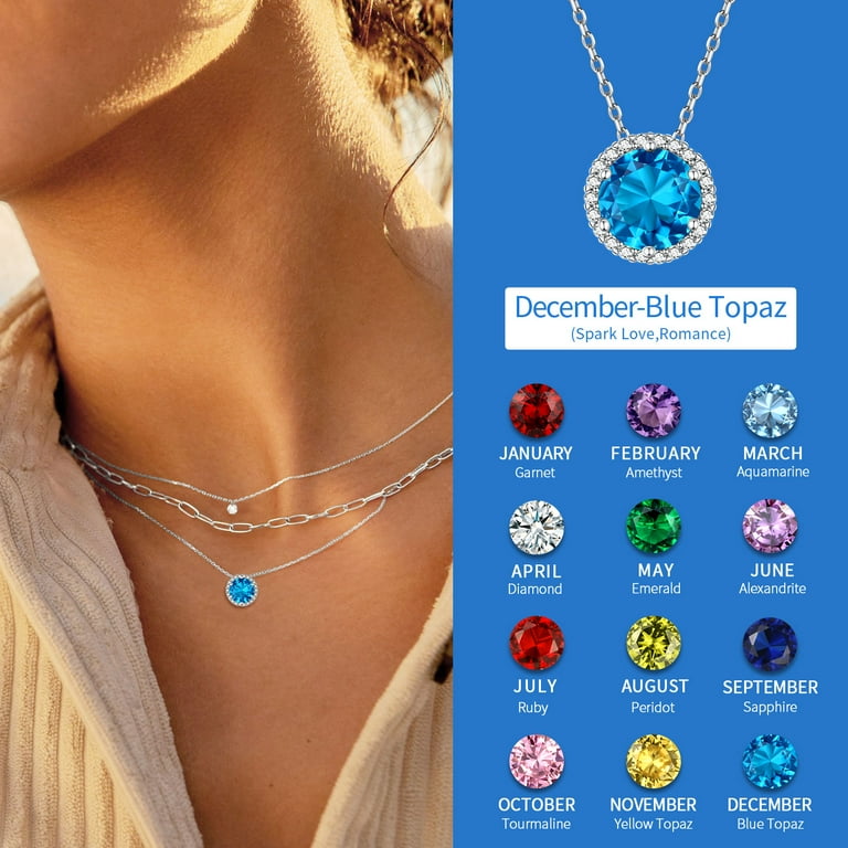 Blue topaz birthstone clearance necklace