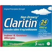 Claritin 24 Hour Non-Drowsy Allergy Medicine, Loratadine Antihistamine Tablets, 5 Ct