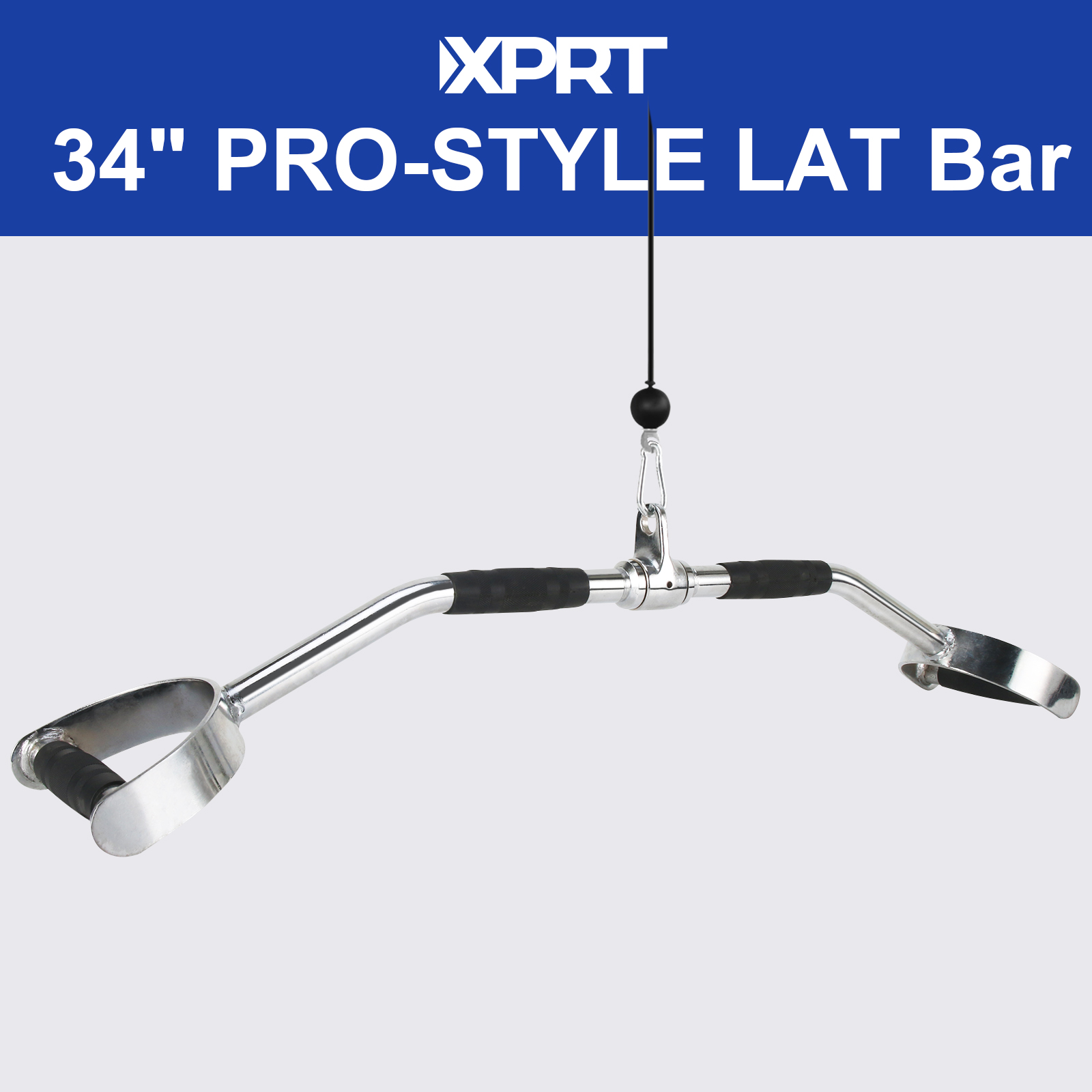 XPRT Fitness 34’’ PRO LAT Pulldown Cable Machine Attachment Overhand Grip Bar, Solid Chromed Steel