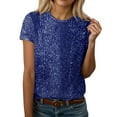 thumbnail image 2 of Womens Summer Tops 2026 Round Neck T Shirt Shiny Sequined Short Sleeved Top Paired A Casual Solid Colored Elegant Top Fashion Clothes, 2 of 4