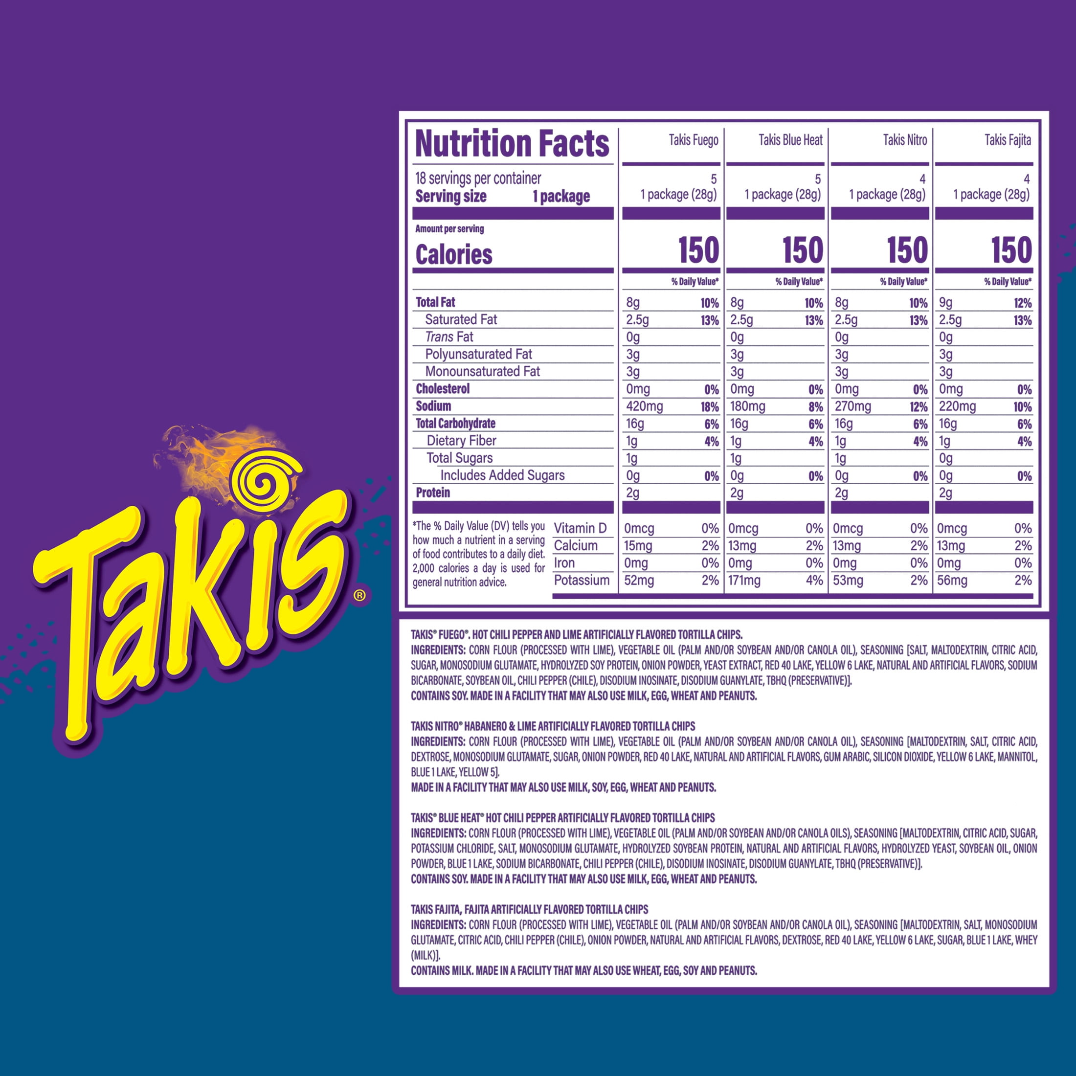 Takis 18 pc / 1 oz Variety Pack, Assorted Rolled Tortilla Chips
