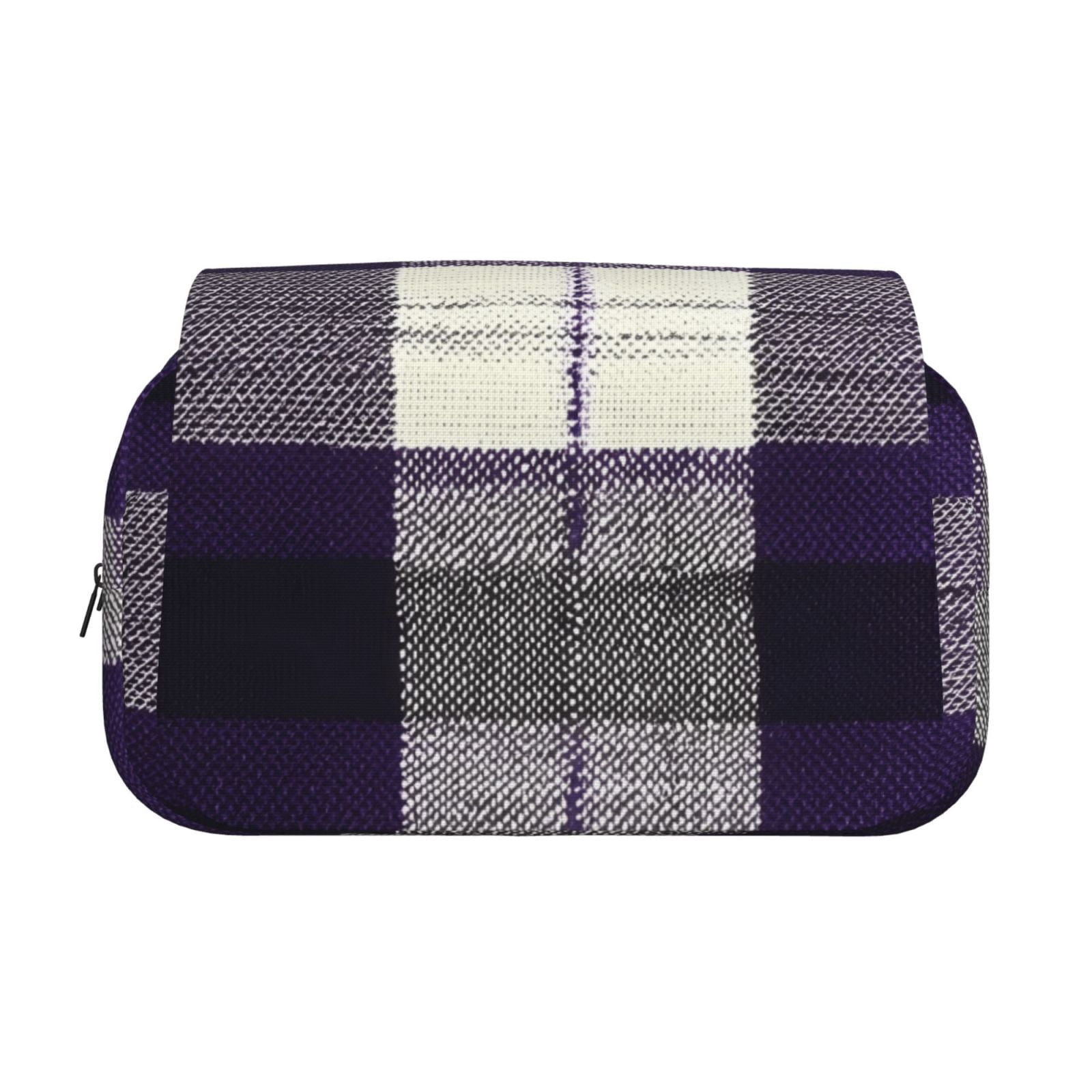 Large-Capacity Flip-Top Double-Layer Pencil Case, Multi-Functional Pocket Pen Case, Durable Stationery Organizer Purple Buffalo Plaid Check Tartan Scotland_2
