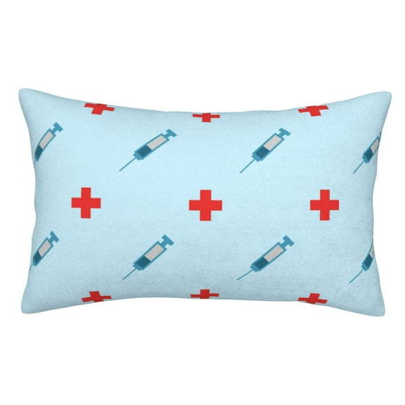 Balery Syringe And Red Cross Funda de Cojín Estampada, Regalos para Mujeres, Regalos de Amor para Ella, Regalos para Novia o Esposa, Funda de Almohada-14"x20"