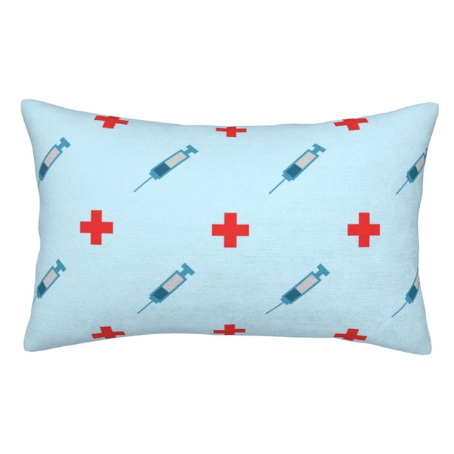 Balery Syringe And Red Cross Funda de Cojín Estampada, Regalos para Mujeres, Regalos de Amor para Ella, Regalos para Novia o Esposa, Funda de Almohada-14"x20"